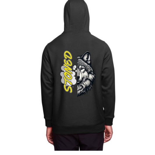 SWA Stoned Wolf Fleece Hoodie - Bold & Cozy Statement Wear